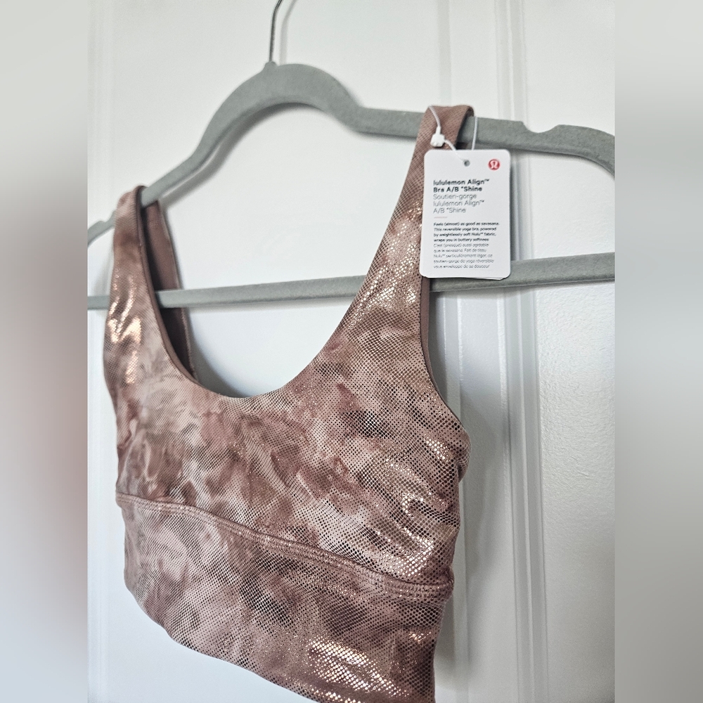 NWT Lululemon Align Bra Shine A/B Cup Diamond Dye Misty Shell *reversible* SZ 2